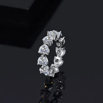 2021 naujas sterlingas sidabro žiedas širdelės formos ins didelių anglies, deimantų didmeninė užsakymą retro priedai