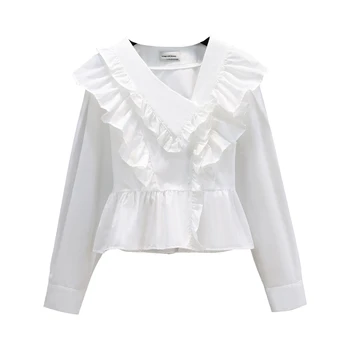 Palaidinė Chemise Femme Blusas Camisas Atsitiktinis Marškinėliai Lady Viršūnes Moterų 2023 Ilgomis Rankovėmis Marškinėliai Ilgomis Rankovėmis Laukinių Balti Marškiniai