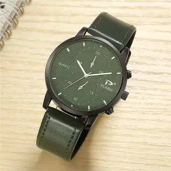 Žalioji Verslo Riešo Žiūrėti Vyrų Laikrodžiai Garsaus Prekės ženklo PU Odos Laikrodis Naujas Vyrų Kvarciniai Laikrodžių Vyrams Laikrodžio Valandos Hodinky Vyrai