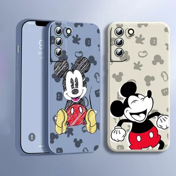Disney Mickey Minnie Mouse Telefono dėklas, Skirtas Samsung Galaxy S21 S22 S20 FE S10 20 Pastaba Ultra Plus Lite 5G Skysčio Virvę Dangtis