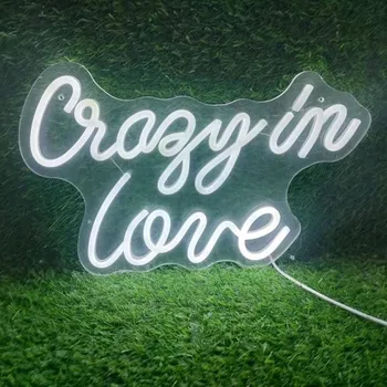 Crazy in Love USB Neoninis Ženklas Dekoro Led Šviesos Pasiūlymą Vestuves Meno Sienos Tapetai Lankstaus Neono Užrašai Mergina Dovana