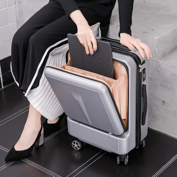 Multifunkcinis lagaminas 20/24 colių verslo kelionės bagažo priekyje užsegamas kompiuterio slaptažodį maišelį vykdyti vežti bagažo