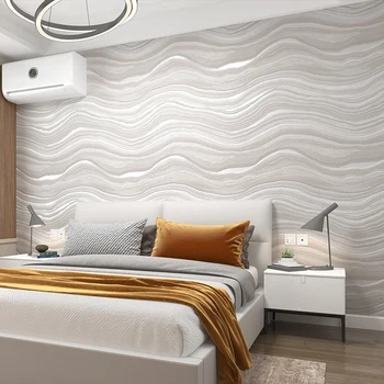 3D Suplūdo Pilkos Tapetai Kambario Dekoro Modernūs, Prabangūs Banguoti Dryžuotos Tekstūros Tv, Sofa Fone kambarį miegamojo Sienos Popieriaus Ritinio