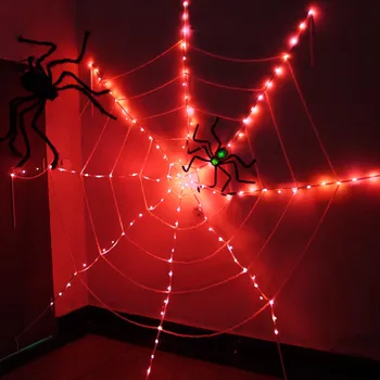 41LEDs Dia 360cm Blue Spider Web Žibintai String Helovinas voratinklyje Sienos Šviesos Namuose Šalis Kambarį Miegamojo Kambario Dekoro