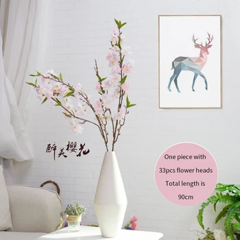 90cm Netikrą Vyšnių Žiedų Medžio, Šilko Sakura Filialai Dirbtinių Gėlių Vaza Vestuvių Fonas Sienų Apdaila Plastikinių Gėlių