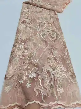Gražiai dizaino Blizgučiai siuvinėjimas Afrikos audinio Nėrinių prancūzijos blizgančiais tinklinio vakarines sukneles /siūti vestuvių suknelė Šalis
