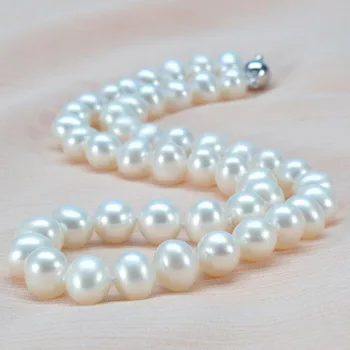 kilnus moterims, dovana, Papuošalai, Sidabro Užsegimas Autentiški Aukštos kokybės Natūralių Gėlavandenių Perlų Vėrinį 10-11 mm Apvalus Perlas Motina