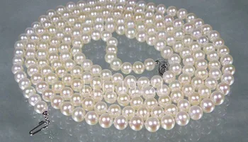 Originali AAA+ 5.5-6mm apvalios baltos akoya perlų karoliai 32