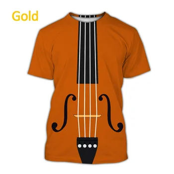 2022 m. Vasarą Naujų Smuikas 3D Spausdinimo T-shirt Vyrų ir Moterų Muzikos Instrumentas, Spausdinimo Muzikos T-shirt