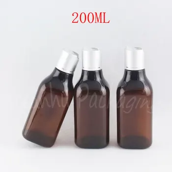 200ML Rudas Plastikinis Buteliukas Su Diskiniais Viršutinio Dangtelio , 200CC Šampūnas / Losjonas Pakuotė Butelis , Tuščias Kosmetikos Pakuotę ( 30 VNT/Lot )