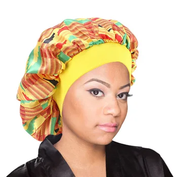 Naujas Moterų Pločio Juosta Afrikos modelio spausdinimo šilko Turbaną variklio dangčio Ankara bžūp Nakties Miego Skrybėlę Headwrap Plaukų Slinkimas Bžūp Ponios