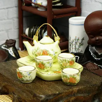 Keramikos Patvarus Porceliano Arbatos Rinkinys, Kavos Mini Patiekalas Taurės Plokštė Mastelis 1:12 Lėlių Puodelis Lengvas, skirtas Žaisti