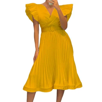 Afrikos Geltonos Suknelės Moterims Suknelė 2022 Dashiki Kratinys Plisuotos Afrikos Drabužiai Plius Dydis Afrikos Drabužių Kalėdų Skraiste