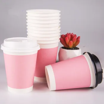 50pcs Rožinė vienkartiniai kavos puodelio 