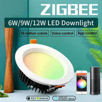 6W 9W 12W Zigbee LED RGB+BMT Downlight Spalvų LED Lempučių, Balso Kontrolės Alex Ir Darbo Su SmartThing Vartai
