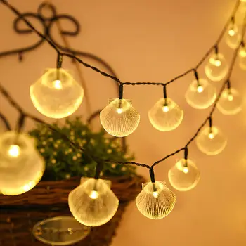 Naujas 6.5 m Pasakų Girliandą 30 LED Shell String Žibintai Saulės energija Varomas Atostogų Lempa Kalėdų Eglutė Vestuvių Namų Patalpų Apdaila