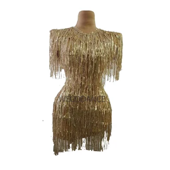 Nauja Seksuali Aukso Kutas Suknelės Moterims Šokėjos Kostiumas Šokių Apranga