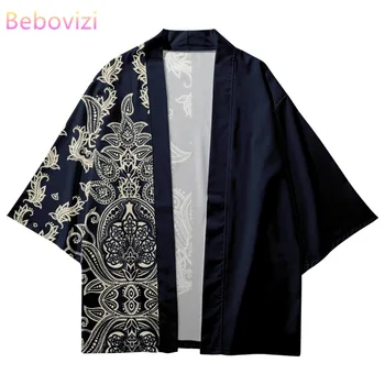 Retro Mados Samurajus Kimono Vyrų Japonijos Yukata Moterų Moterų Azijos Megztinis Marškinėliai Vasaros Tradicinių Spausdinimo Cosplay Haori Skraiste