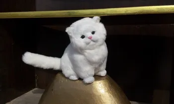 naujas modeliavimo balta katė polietileno & kailio sėdi katė modelis dovana, apie 24x17cm180