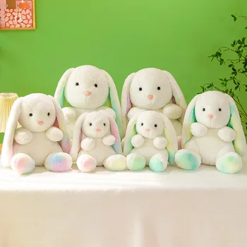 Cute Girl Širdies Ausis Rainbow Rabbit Pliušinis Žaislas Pagalvę Vaikų Raminantis Miega Lovoje Skudurines Lėlės Gimtadienio Dovana Mergaitėms