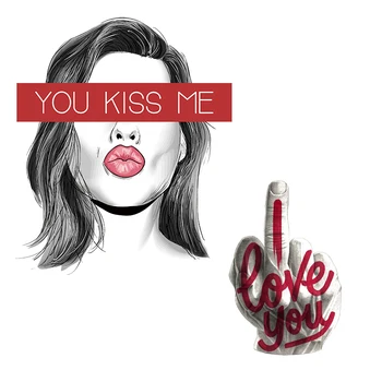 Jūs Kiss Me Geležies Perdavimo Lopai Drabužių Lipdukas ant Drabužių Vaikams, T-shirt 