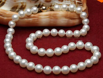 mados AAA+ 9-10mm baltas gėlo vandens perlų karoliai 17