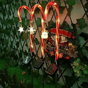 Saldainiai Cukranendrių Saulės Šviesos Lauko 3pcs/Set Kalėdų Saldainiai Cukranendrių Statymų Led Kelias Šviesos diodų (LED) Kraštovaizdžio Vejos Saulės Šviesos Patio