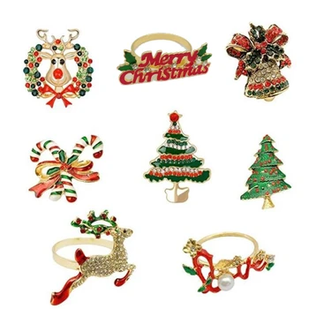 Kalėdų Servetėlių Žiedai - Set 8 Servetėlių Laikiklį Žiedai Atostogų Kalėdų Stalo Dekoravimas Briedžių Vystymo Sagtis