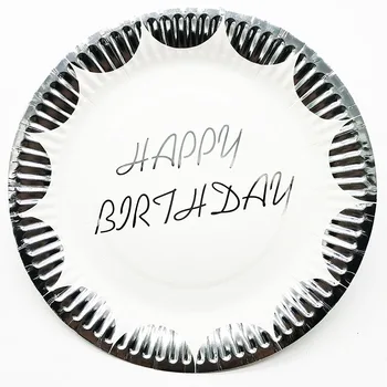 10vnt 7inches vienkartinės lėkštės sidabro temą vienkartinės lėkštės sidabro laimingas gimtadienio dekoracijos