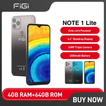 FIGI 1 Pastaba Lite Pasaulio Versija 4G išmaniuosius telefonus 4GB 64GB Android 11 16MP Triple Kameros Octa Core Mobiliojo Telefono 4500mAh mobilusis telefonas