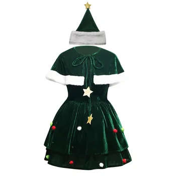Kalėdų Cosplay Suknelės Maskuoja Kostiumai Žalias Kombinezonas Komplektai Moterų Suaugusiųjų Vaidmuo Naujas Yuear Veiklos Drabužius su Skrybėlę