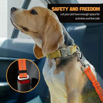 Naminių Šunų Automobilio Saugos Diržas Diržai 360 Laipsnių Sukimosi Elastinga Buferio Dizainas Reguliuojamas Atspindintis Saugos Lynas