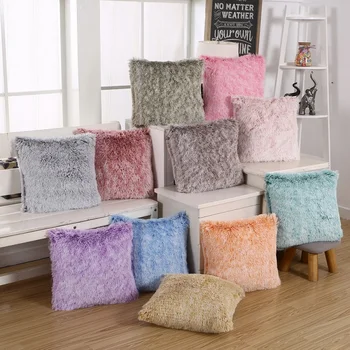 Du kartus spalvos Ilgą Kailį Pliušinis pagalvėlių apvalkalus, Sofos kussenhoes coussin apdaila dekoratyvinis užvalkalas travesseiro funda cojines