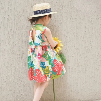 2022 M. Vasarą Naujų Mažų Šviežių Mergaitė Princesė Backless Suknelė Vaikai Sijonas Mergaitėms Gėlių Sijonas Boutique Vaikai Clothinge Europos Stilius