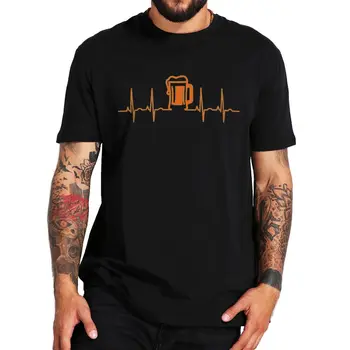 Puodelis Bir Oranye Vrv Heatbeat Gaya Geek Klasik Homme Camiseta 100% Medvilnės Vrv Lengan Pendek untuk Bir Pecinta