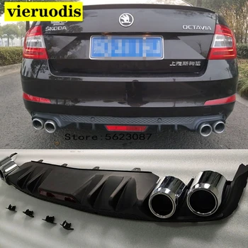 Už Skoda Octavia 2014-2018 m. aukštos kokybės ABS black galinis bamperis lūpų kamieno spoileris, galinis difuzorius raštas automobilių stilius