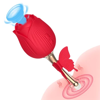 Rose Vibratorius Čiulpti Makšties Vibratorius Gyvis Žodžiu Lyžis Klitorio Stimuliacija Galingas Sekso Žaislai Moterims Išaugo Vibator Žaislas