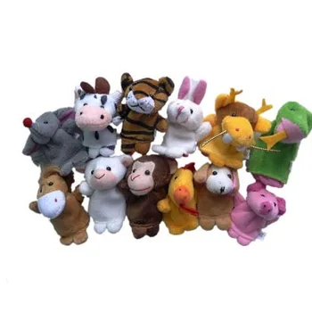 12pcs/set Piršto lėlių rinkinį mini pliušinis vaikų žaislų berniukas ir mergaitė anksti švietimo istorija zodiako gyvūnų S15