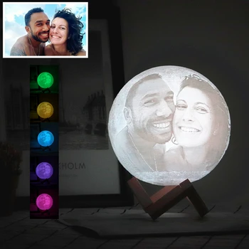 3D Foto Užsakymą Mėnulio Lempos Spausdinimo Mėnesienos Naktį Šviesos USB Įkrovimo Asmenybės Luna Lempa su Tekstu Foto Individualų