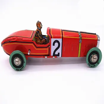 [Juokingi] Suaugusiųjų Kolekciją Retro Vėjo iki žaislas Metalo Skardos raudonas sportinis automobilis F1 Lenktynių Mechaninė žaislas Prisukamas žaislas duomenys vaikams dovanų