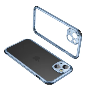 Mados Bamperis Atveju iphone, 13 Pro Max 13 Mini Aliuminio metalo Rėmas Plonas Dangtelis telefono dėklas vaizdo Kameros apsaugos Metalo objektyvo Filmas