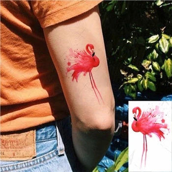 Atsparus vandeniui Laikina Tatuiruotė Lipdukas Flamingo Paukščių Gyvūnų Tatto 