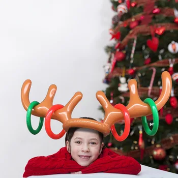 1set Kalėdų Juokinga Elnių Tika Skrybėlę Žiedas Išmesti Kalėdinių Atostogų Šalis Žaidimas Kalėdos Navidad Noel Lauko Pripučiami Žaislai Prekes