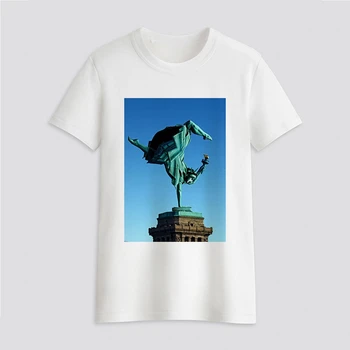 Moterų Laisvės Statula Mergina T-Shirt Mergina Vasaros Atsitiktinis Viršūnes Tees Moterų Hipster 90s T-shirts Harajuku trumpomis Rankovėmis Marškinėlius