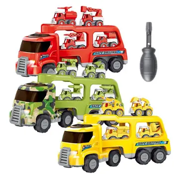 Ekskavatorių Žaislas Vaikams Automobilių Vežėjas Dvigubo Sandėliavimo Žaisti Transporto Priemonių Rinkinį Su Linksmais Garsais Ir Šviesos Kalėdų Dovana Vaikams 4-6 Berniukai