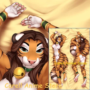 Dakimakura Anime Alex Marksas Tigras Furry Dvipusis Spausdinimas natūralaus dydžio Kūno Pagalvė Padengti