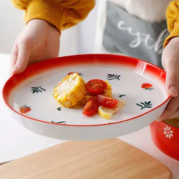 Japonijos buitinės keramikos plokštės kūrybos Vakarų maisto plokštė giliai plokštė mikrobangų krosnelėje užkandžių lėkštės vaisių lėkštės daržovių plokštė f