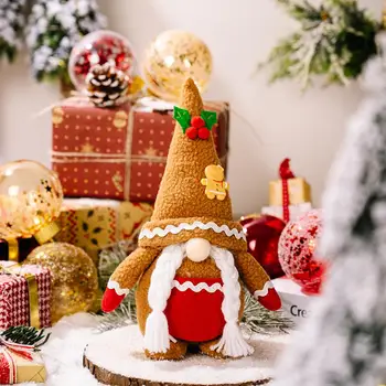 Kalėdų Įdaryti Lėlės Chaki Kalėdų Įdaryti Ornamentu Žavinga Scena Išdėstymas Gana Kalėdų Stalo Įdaryti Beveidis Gnome