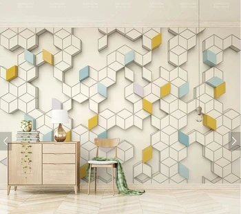 Custom papel de parede 3d,spalvotų geometrinių daugiakampiai freskos gyvenimo kambario, miegamasis, sofa, TV foną, sienos, namų dekoro tapetai