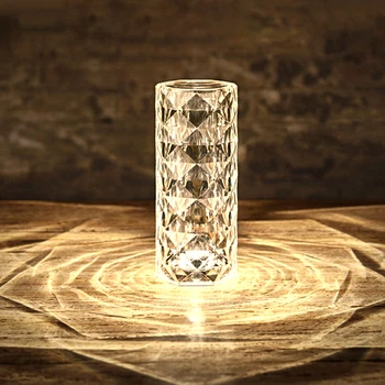 Akrilo Kristalų Stalas LED Lempos Akrilo Rose Kristalų Stalo Lempa Touch Atmosfera Stalo Lempa Įkrovimo Touch Diamond Light Dekoras